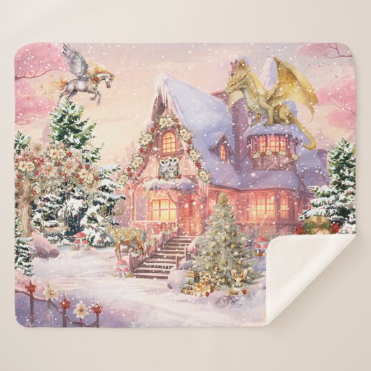 魔法とお洒落クリスマスの妖精 シェルパブランケット (正面(横))