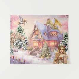 魔法とお洒落クリスマスの妖精 タペストリー