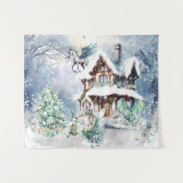 魔法とお洒落クリスマスの妖精 タペストリー