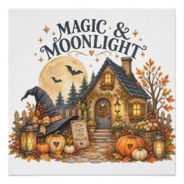 魔法と月光のほっこりコテージ ハロウィーン装飾 ポスター