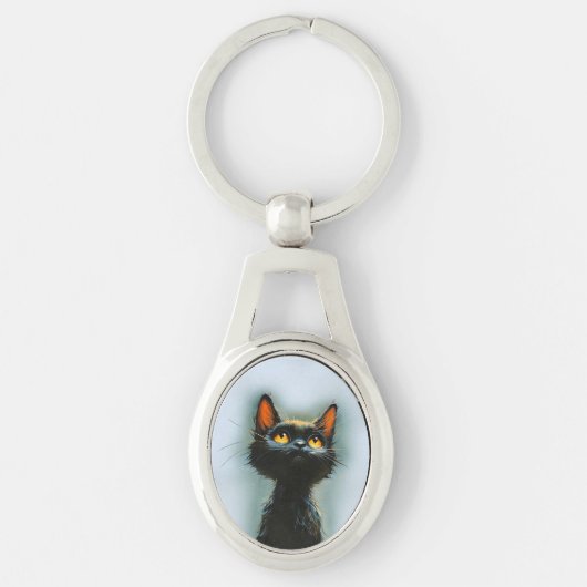魔法にかかった黒猫 キーホルダー (正面)