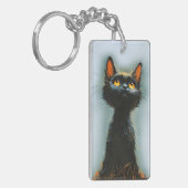 魔法にかかった黒猫 キーホルダー (正面左)