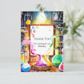 魔法にかけられた子供の化学科学者誕生日 サンキューカード (スタンド正面)