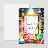 魔法にかけられた子供の化学科学者誕生日 サンキューカード (正面/裏面)