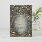 魔法にかけられた森の木のアーチの妖精のライトのキノコ 招待状 (スタンド正面)