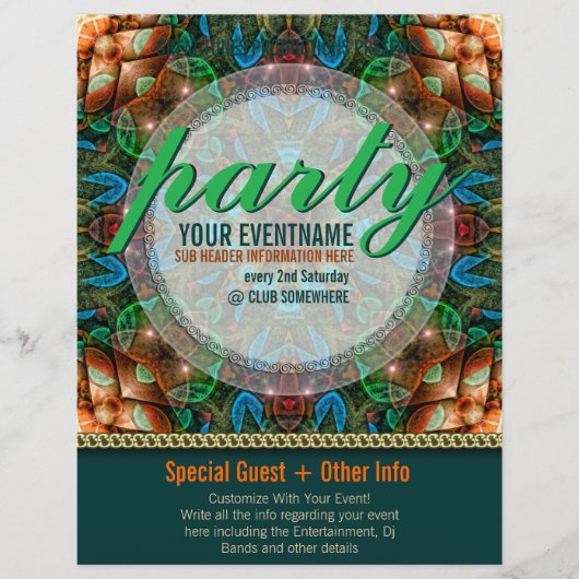 魔法にかけられた部族パーティー すぐに使えるイベントフライヤー チラシ (正面)