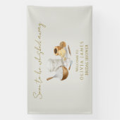 魔法にかけられて運び去られる ブライダルシャワーのウェルカムサイン 横断幕 (縦)