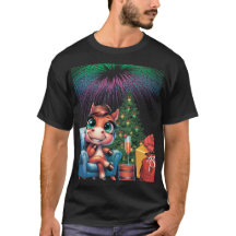 魔法に乗って突き進め！かわいい馬の新年2026Tシャツ