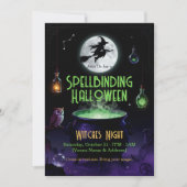 魔法に満ちたハロウィン・ウィッチパーティーの招待状 サンキューカード (正面)