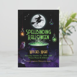 魔法に満ちたハロウィン・ウィッチパーティーの招待状 サンキューカード