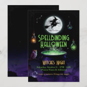 魔法に満ちたハロウィン・ウィッチパーティーの招待状 サンキューカード (正面/裏面)