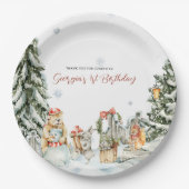魔法に満ちた冬の森の誕生日 ペーパープレート (正面)