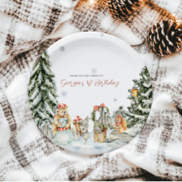 魔法に満ちた冬の森の誕生日 ペーパープレート