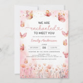 魔法に満ちた出会い バタフライガール ベイビーシャワー 招待状 (正面)