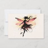 魔法に満ちた妖精のシルエット子供の誕生日 サンキューカード (裏面)