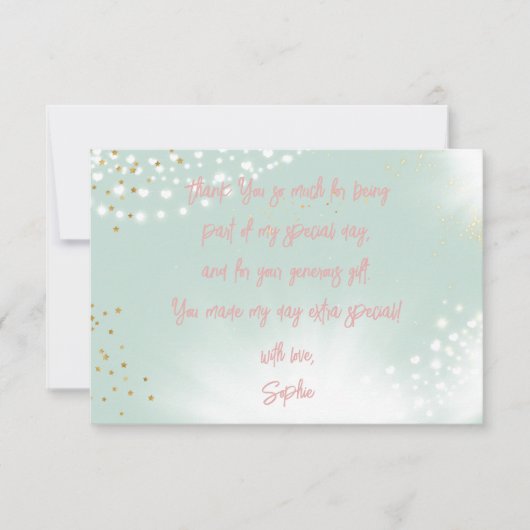 魔法に満ちた妖精のブランコの子供の誕生日 サンキューカード (正面)