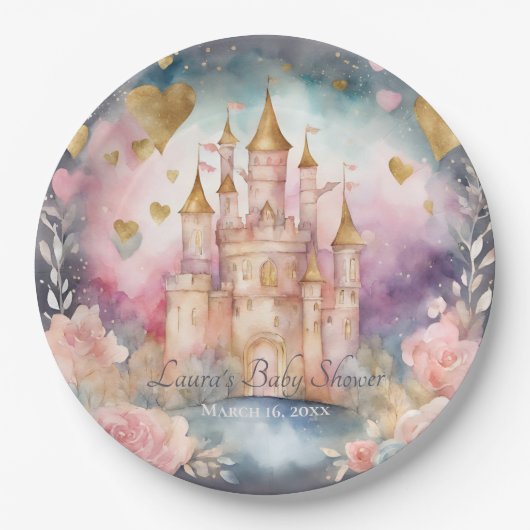 魔法のおとぎ話プリンセスベビーシャワー ペーパープレート (正面)