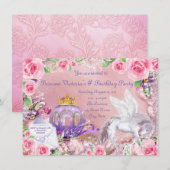 魔法のおとぎ話プリンセス誕生日パーティー 招待状 (正面/裏面)