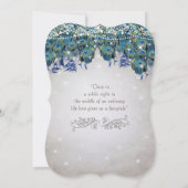 魔法のおとぎ話ライトネイビーターコイズ孔雀 招待状 (裏面)