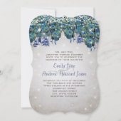 魔法のおとぎ話ライトネイビーターコイズ孔雀 招待状 (正面)