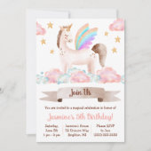 魔法のおとぎ話、ユニコーン、テーマ誕生日パーティー 招待状 (正面)