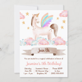 魔法のおとぎ話、ユニコーン、テーマ誕生日パーティー 招待状