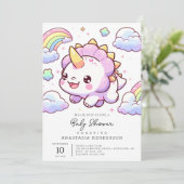 魔法のおもしろい恐竜の赤ちゃんシャワー 招待状 (スタンド正面)