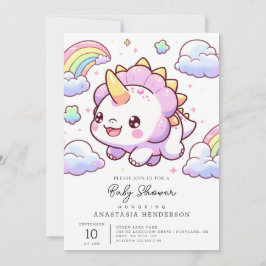 魔法のおもしろい恐竜の赤ちゃんシャワー 招待状