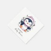 魔法のお洒落ペンギンの赤ちゃんシャワー スタンダードカクテルナプキン (角)