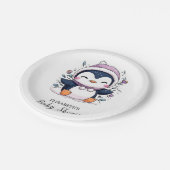 魔法のお洒落ペンギンの赤ちゃんシャワー ペーパープレート (アングル)