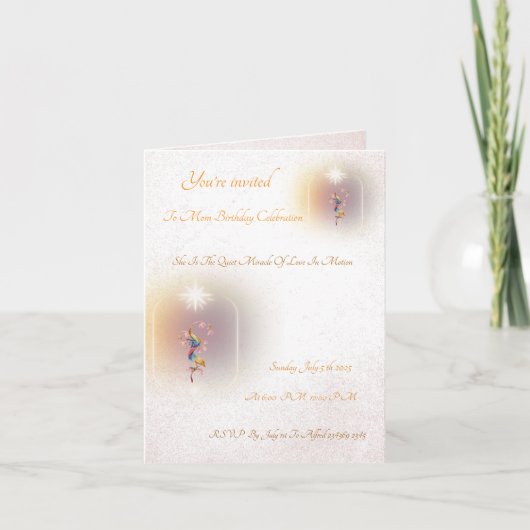 魔法のお祝いママの誕生日の仕上げ 招待状 (正面)
