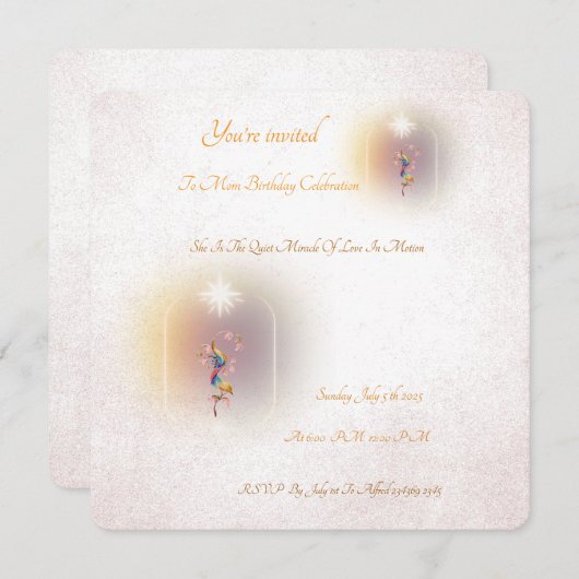 魔法のお祝いママの誕生日の招待状 招待状 (正面/裏面)