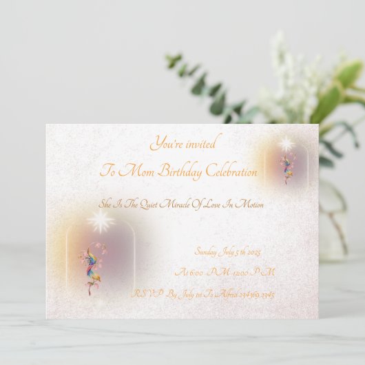 魔法のお祝いママの誕生日の招待状 招待状 (スタンド正面)