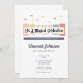 魔法のお祝い誕生日パーティーの招待状 招待状 (正面/裏面)