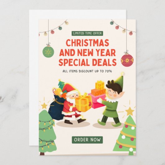 "魔法のお祝い：クリスマス招待状カード 招待状 (正面/裏面)