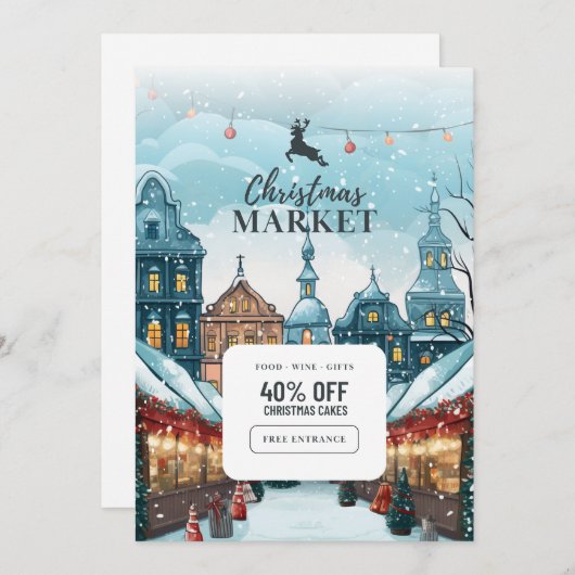 "魔法のお祝い：クリスマス招待状カード 招待状 (正面/裏面)