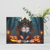 🎃魔法のかかったカボチャの光 カスタムフォトカード 招待状 (スタンド正面)