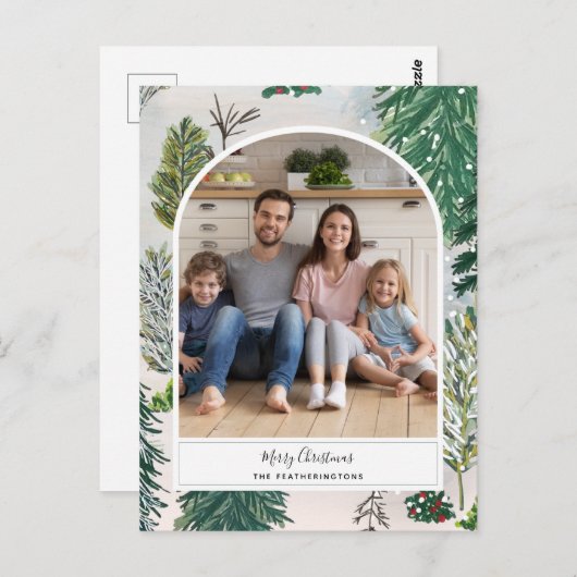 魔法のかかった冬の森のクリスマスの写真はがき ポストカード (正面/裏面)