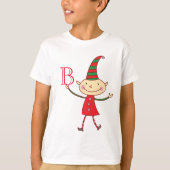 魔法のかわいいクリスマス小妖精や小人モノグラムキッズホリデー Tシャツ (正面)