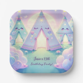 魔法のかわいいスリープバースデーパーティー ペーパープレート