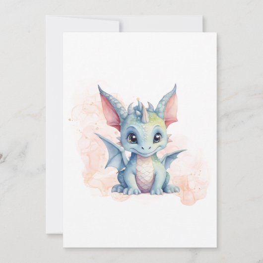 魔法のかわいいベビードラゴンフェアユタリーキッド誕生日 招待状 (裏面)