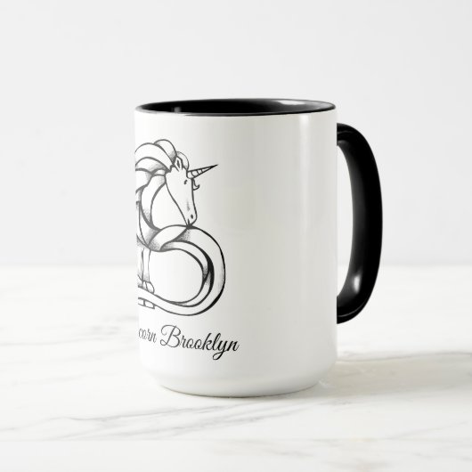 魔法のかわいいモノグラムBカスタムユニコーンブルックリン マグカップ (正面右)