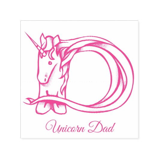 魔法のかわいいモノグラムDユニコーンパパまたはテキスト セルフインキングスタンプ (デザイン)