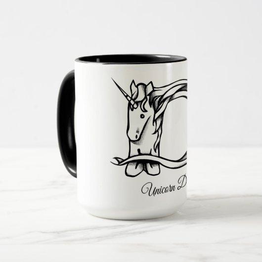 魔法のかわいいモノグラムDユニコーンパパまたはテキスト マグカップ (正面左)