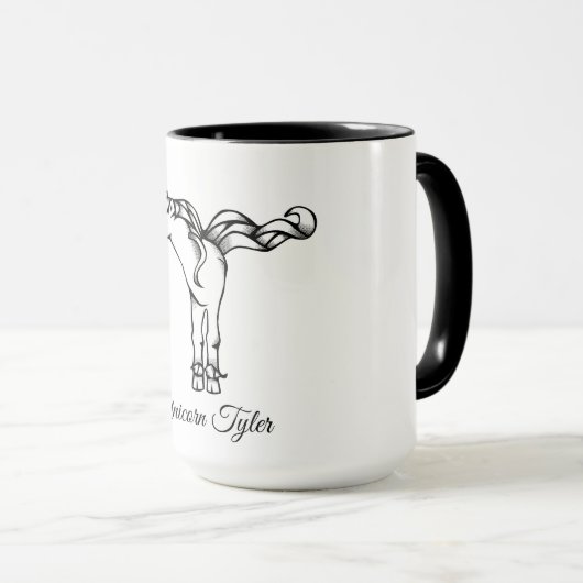 魔法のかわいいモノグラムTユニコーンタイラーまたはあなたのテキスト マグカップ (正面右)