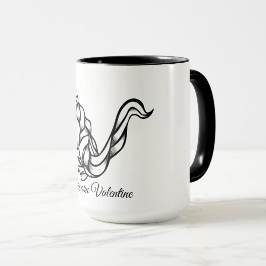 魔法のかわいいモノグラムVカスタムユニコーンバレンタイン マグカップ (正面右)