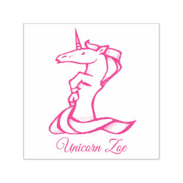 魔法のかわいいモノグラムZ Unicorn Zoeまたはあなたのテキスト セルフインキングスタンプ