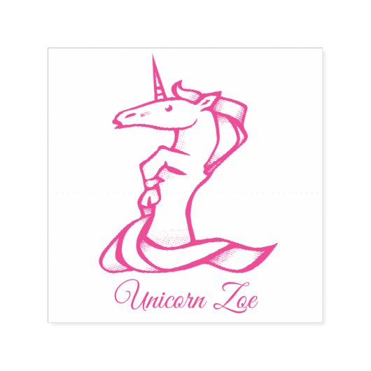 魔法のかわいいモノグラムZ Unicorn Zoeまたはあなたのテキスト セルフインキングスタンプ (デザイン)