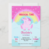 魔法のかわいいユニコーン誕生日 招待状 (正面)