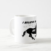魔法のかわいい信じユニコーン私の中で、白黒 コーヒーマグカップ (正面左)